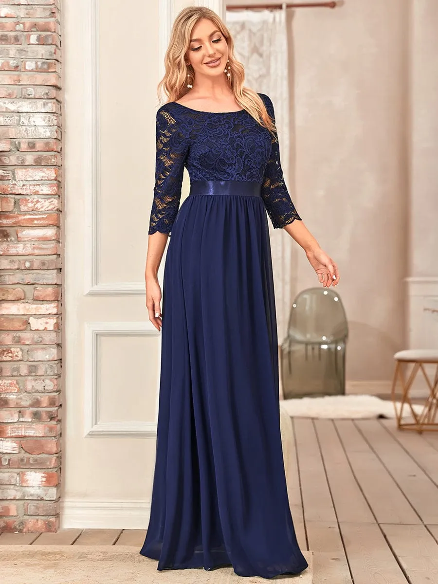 Belted Lace Maxi Dress