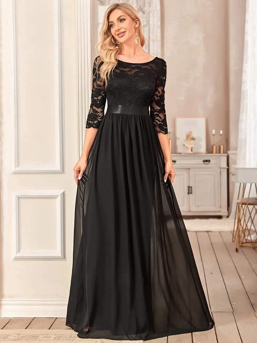 Belted Lace Maxi Dress