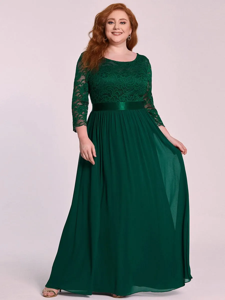 Belted Lace Maxi Dress
