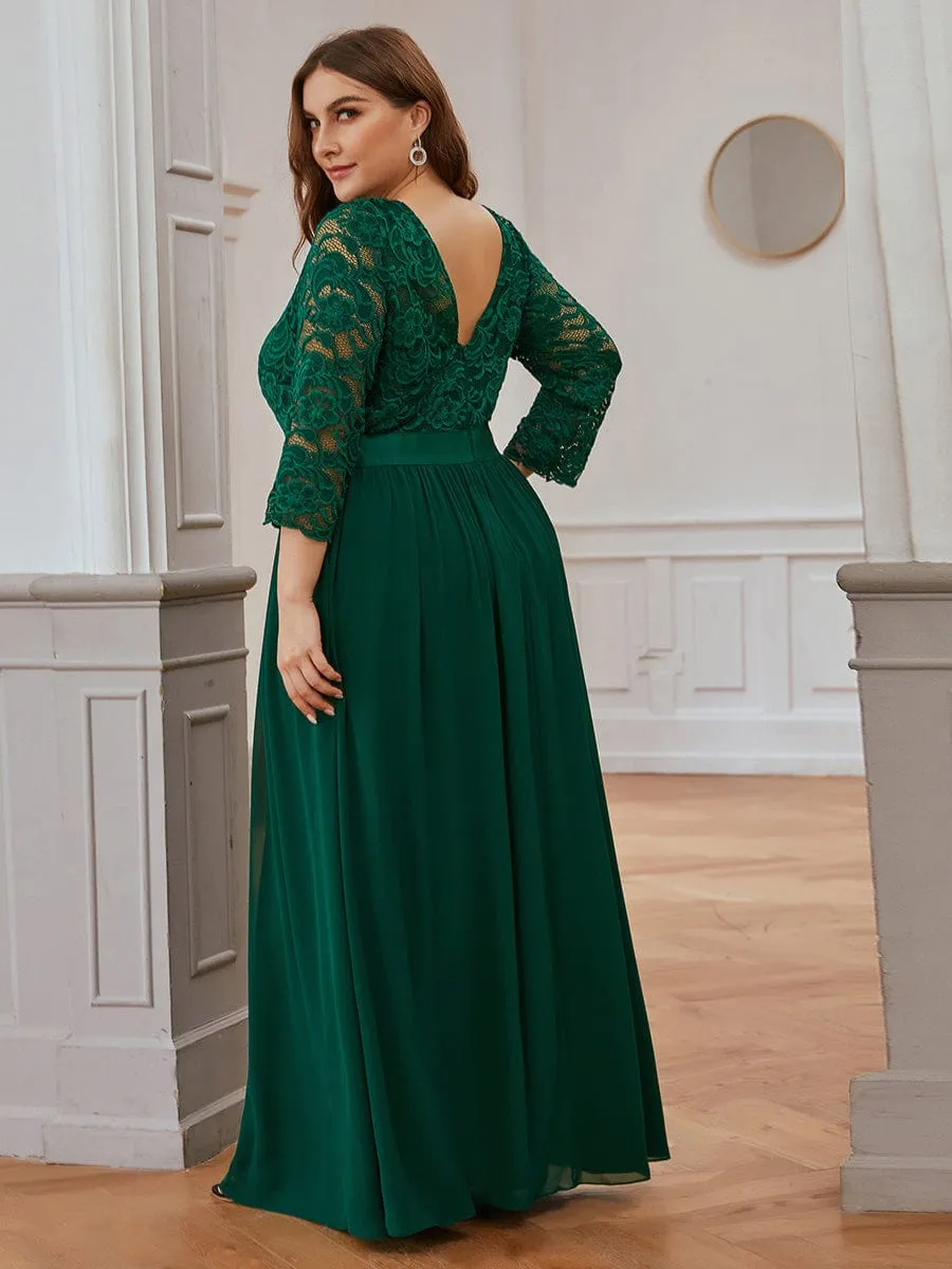 Belted Lace Maxi Dress