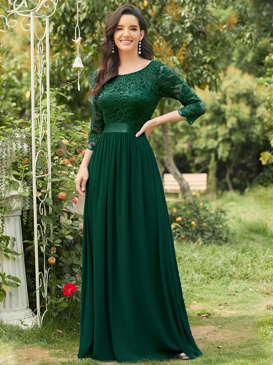 Belted Lace Maxi Dress