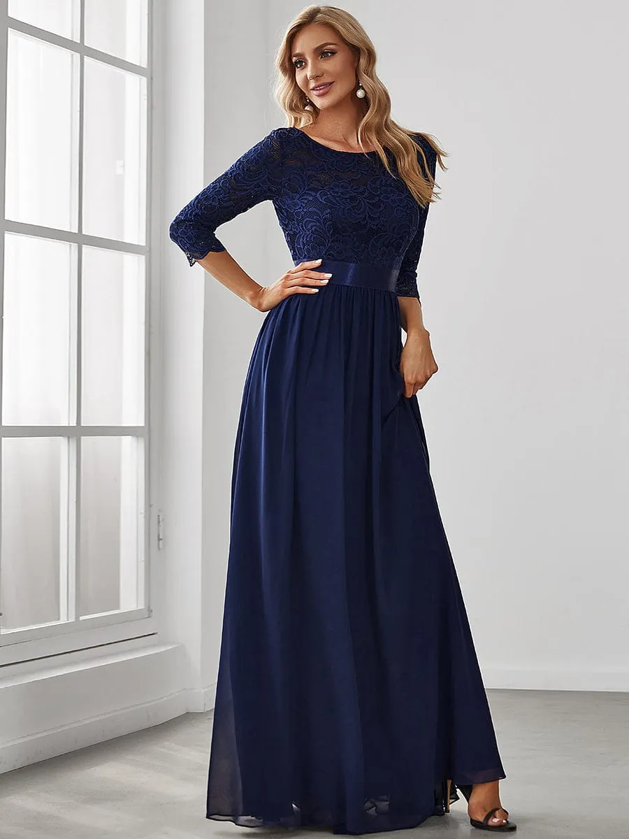 Belted Lace Maxi Dress