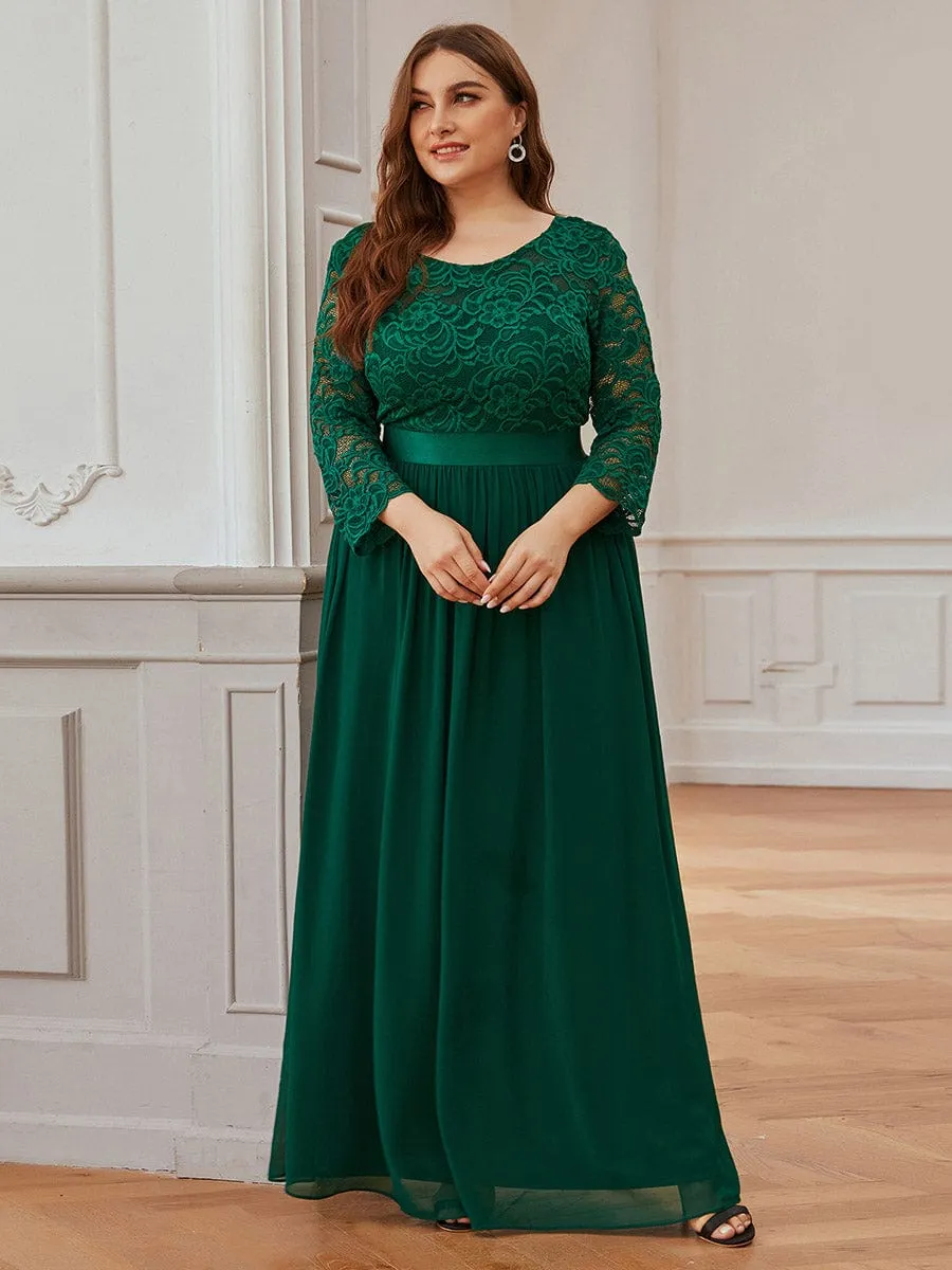 Belted Lace Maxi Dress
