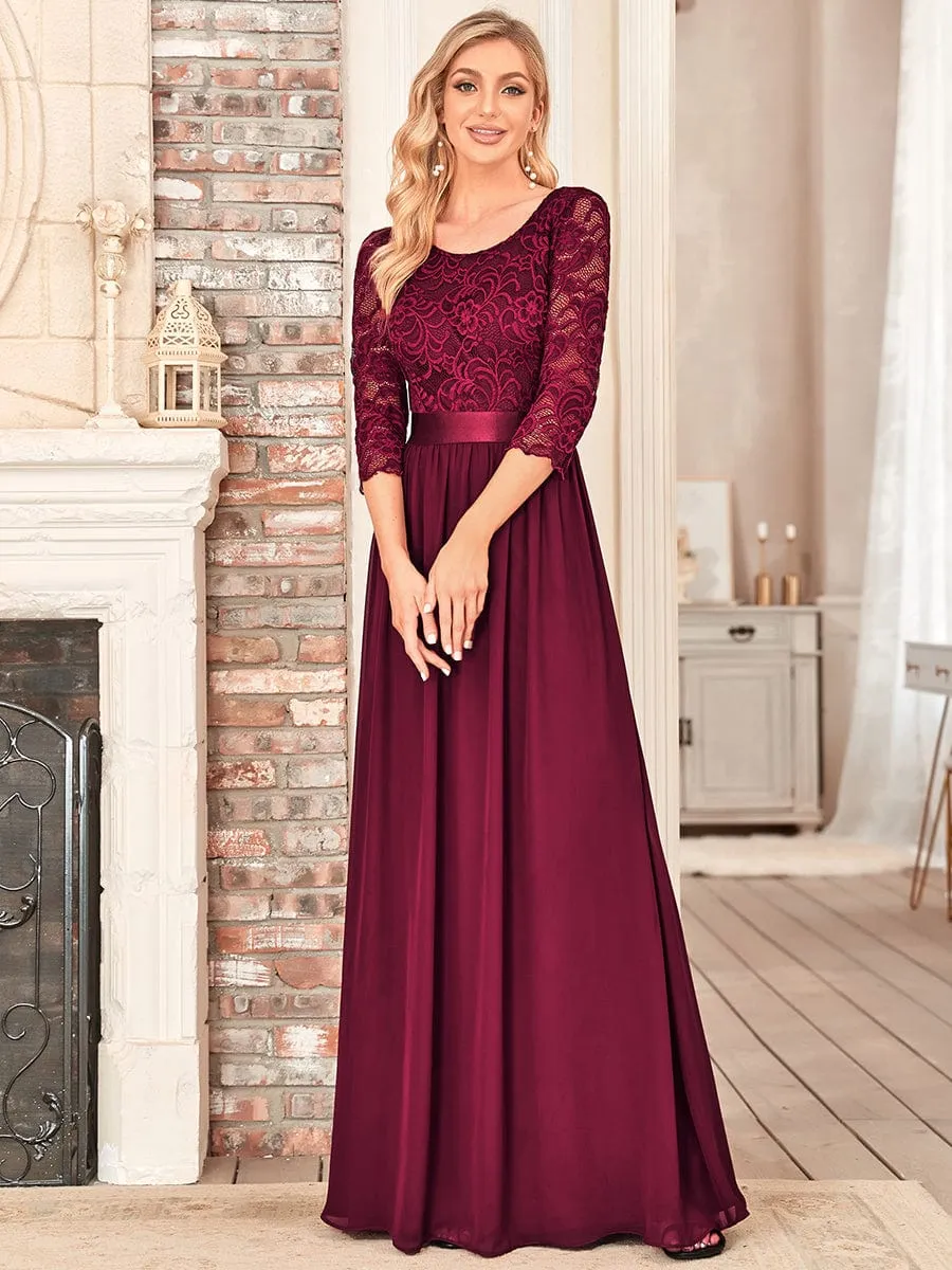 Belted Lace Maxi Dress