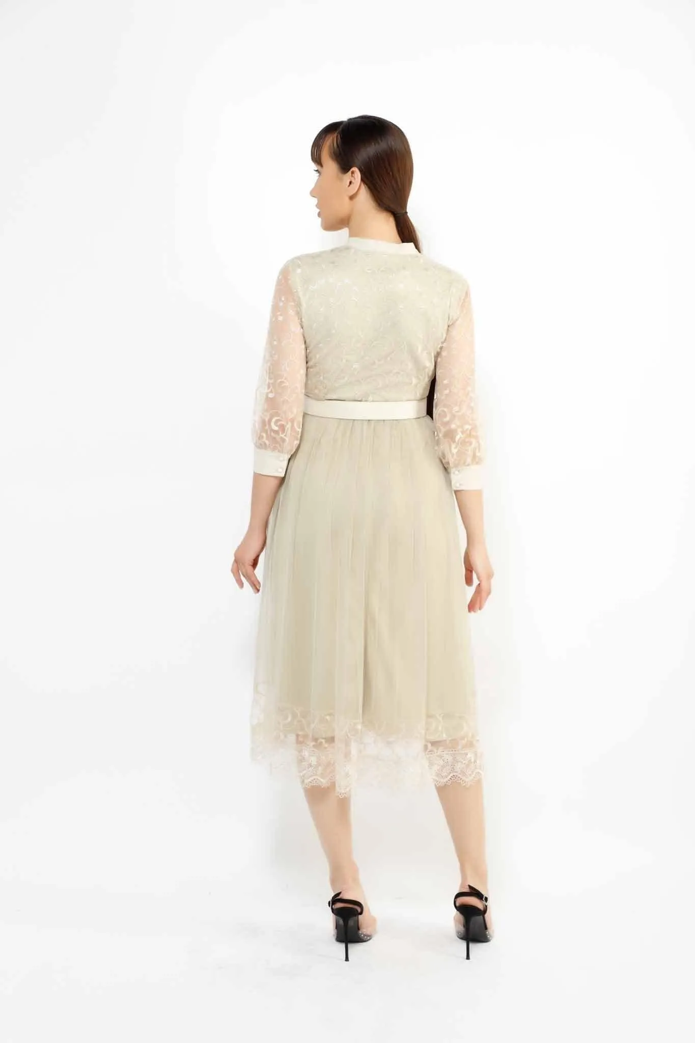 BELTED MR DETAILED LACE DRESS 3-3451MIS