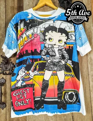 Betty Boop Guest List Only - AOP all over print New Vintage Animation T shirt