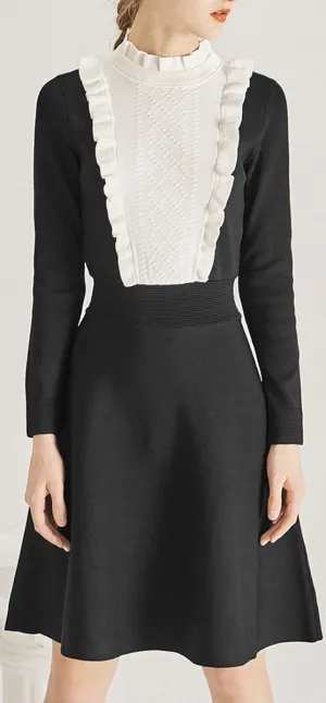 Bicolor Ruffle Knit Dress