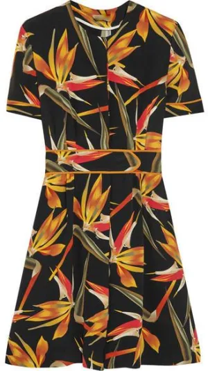 'Bird of Paradise' Printed Silk-Cady Dress