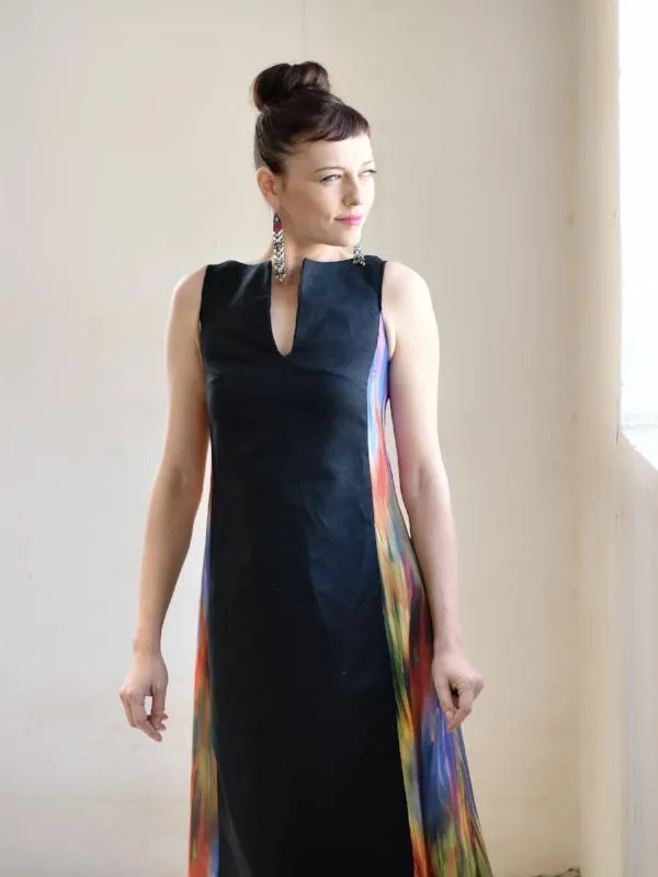 Black And Colorful Statement Dress