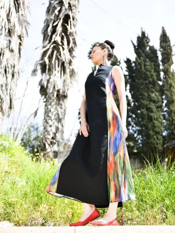Black And Colorful Statement Dress