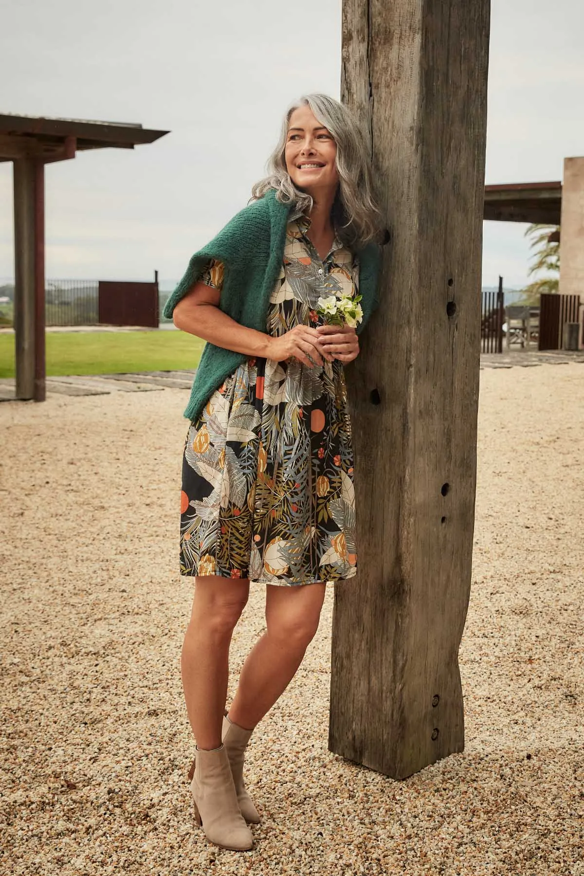 Blue Mountains Villa Dress Black in Cotton