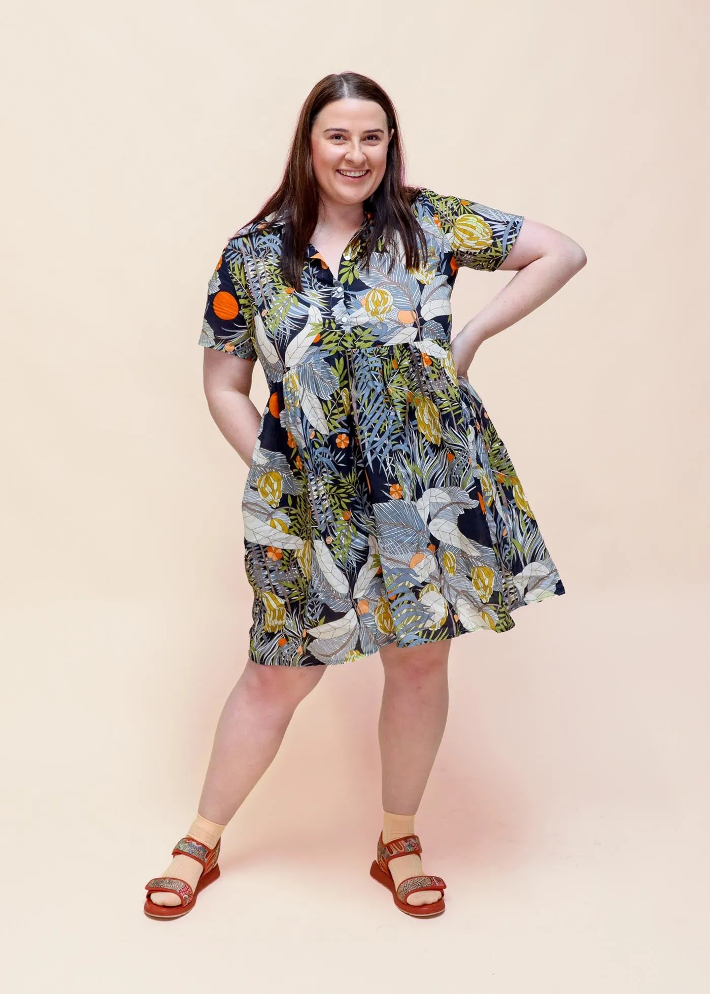 Blue Mountains Villa Dress Black in Cotton