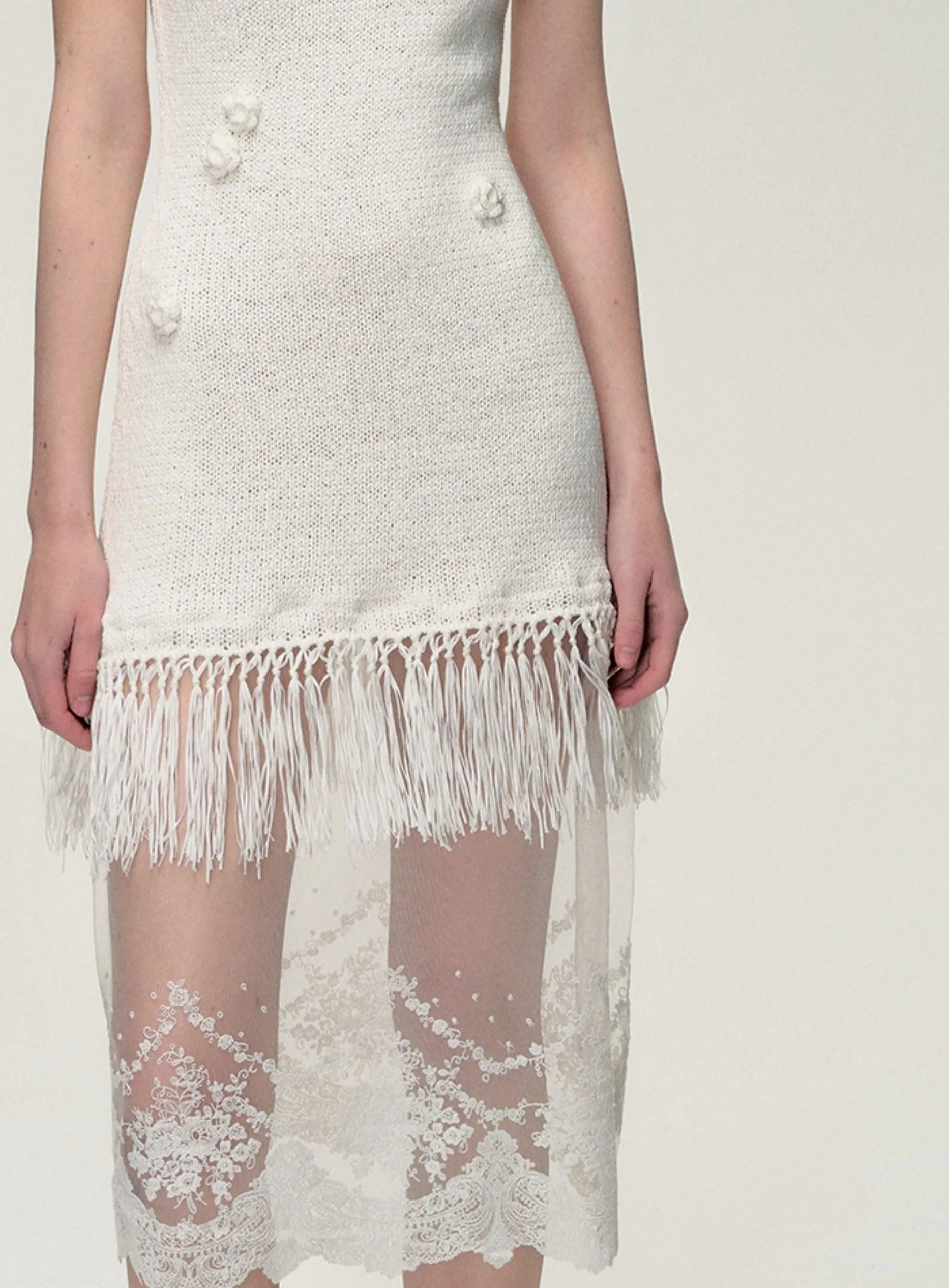 Bohemian Fringe Lace Slip Dress
