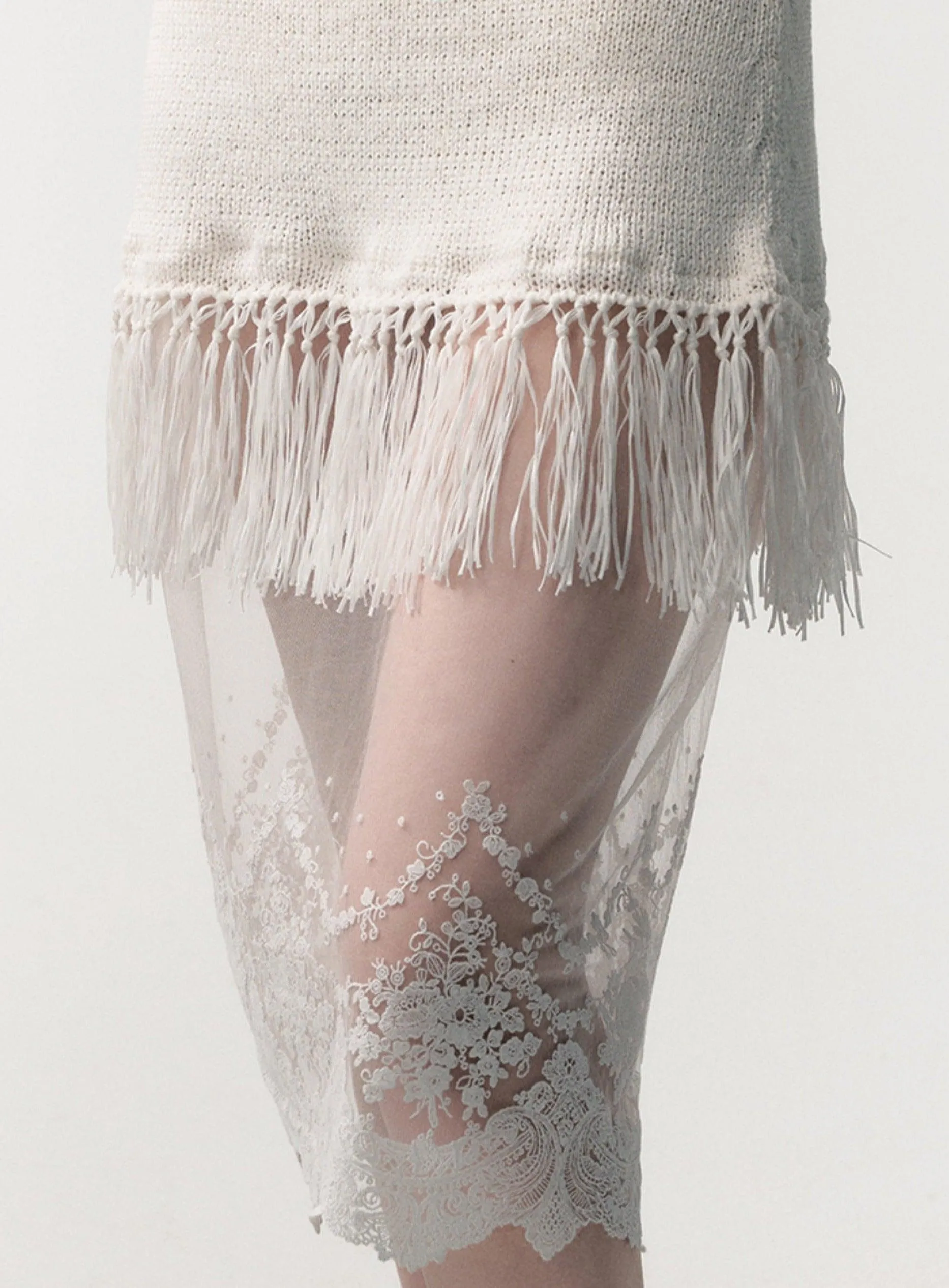 Bohemian Fringe Lace Slip Dress