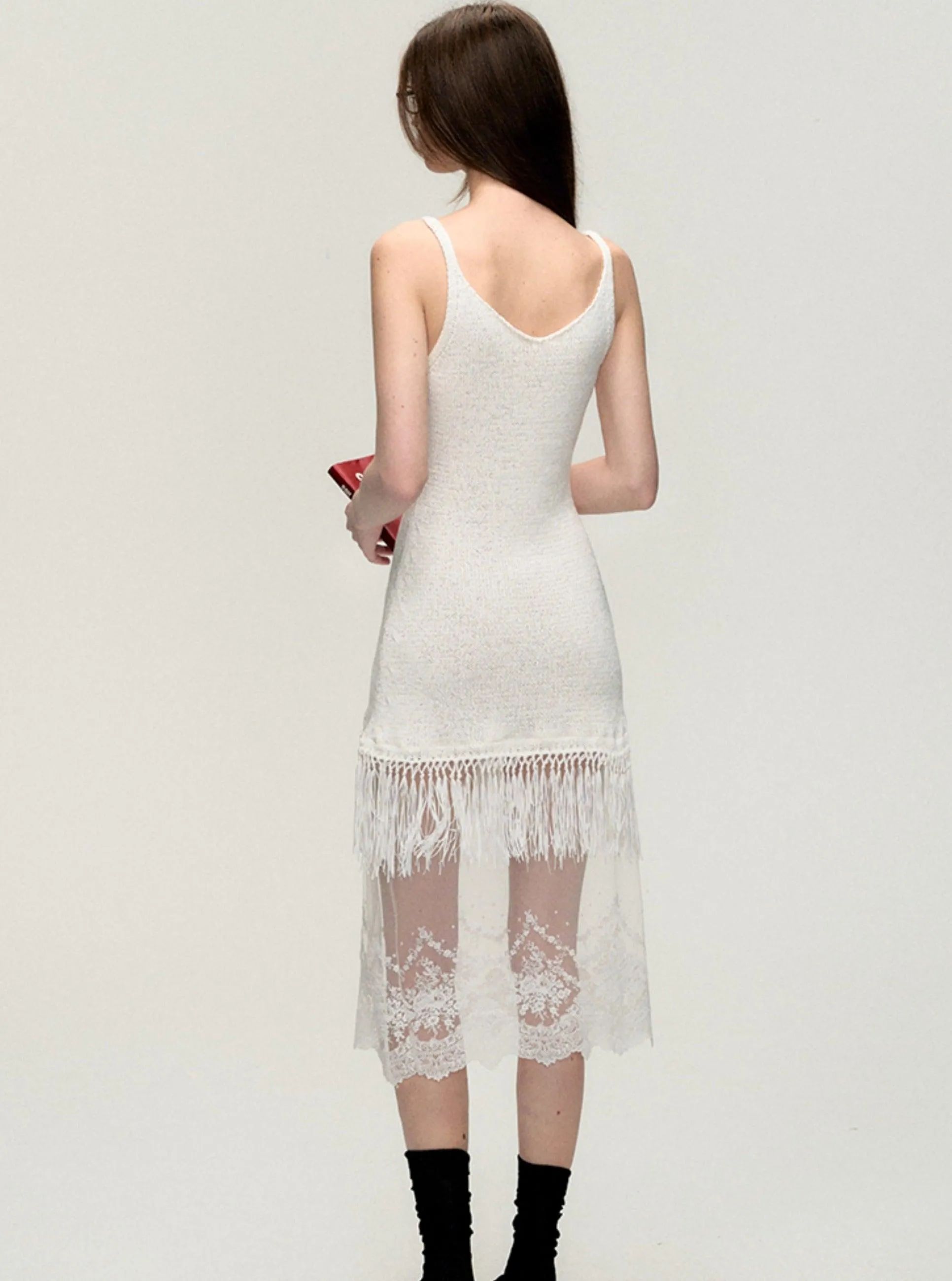 Bohemian Fringe Lace Slip Dress