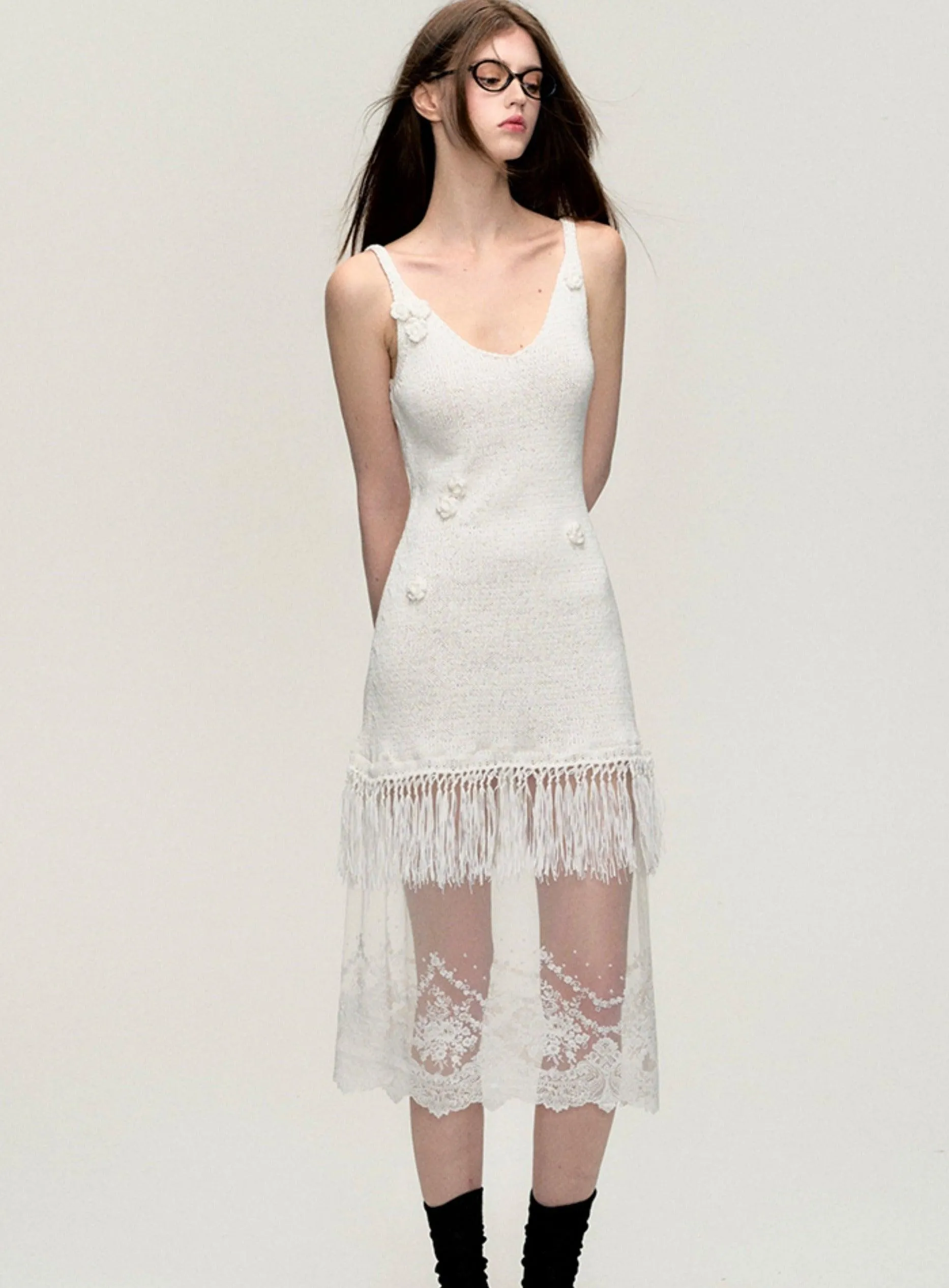 Bohemian Fringe Lace Slip Dress