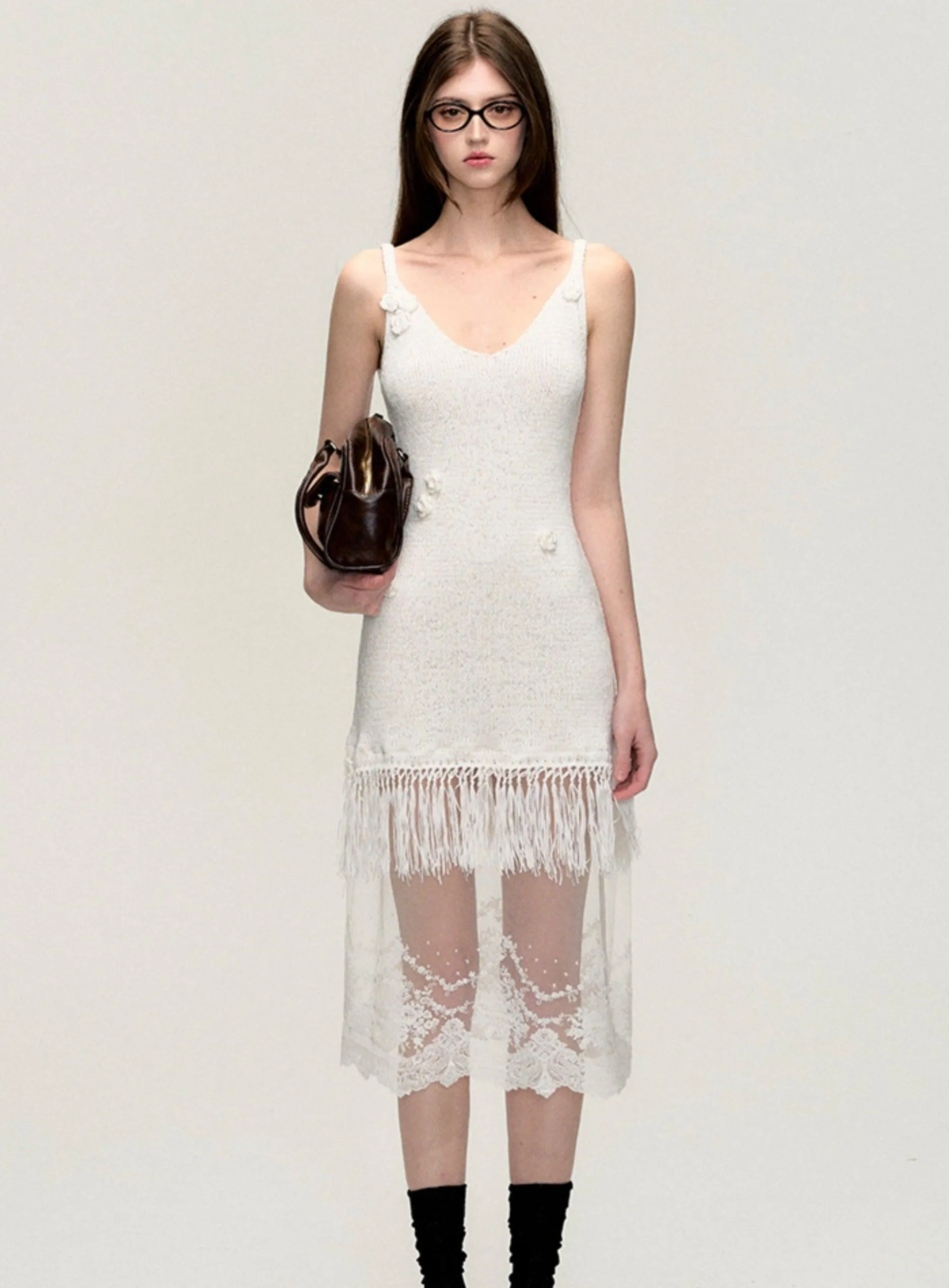 Bohemian Fringe Lace Slip Dress