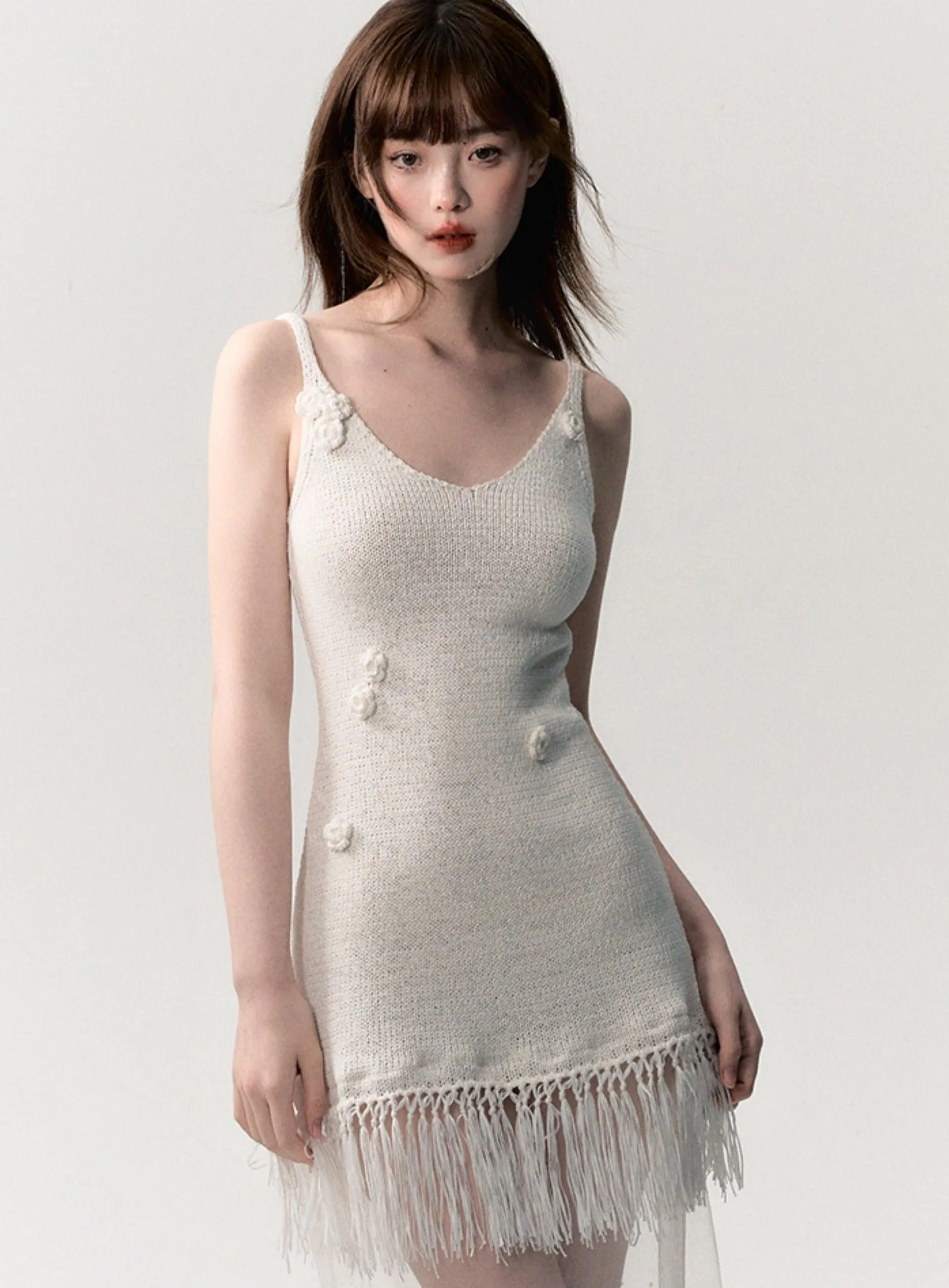 Bohemian Fringe Lace Slip Dress