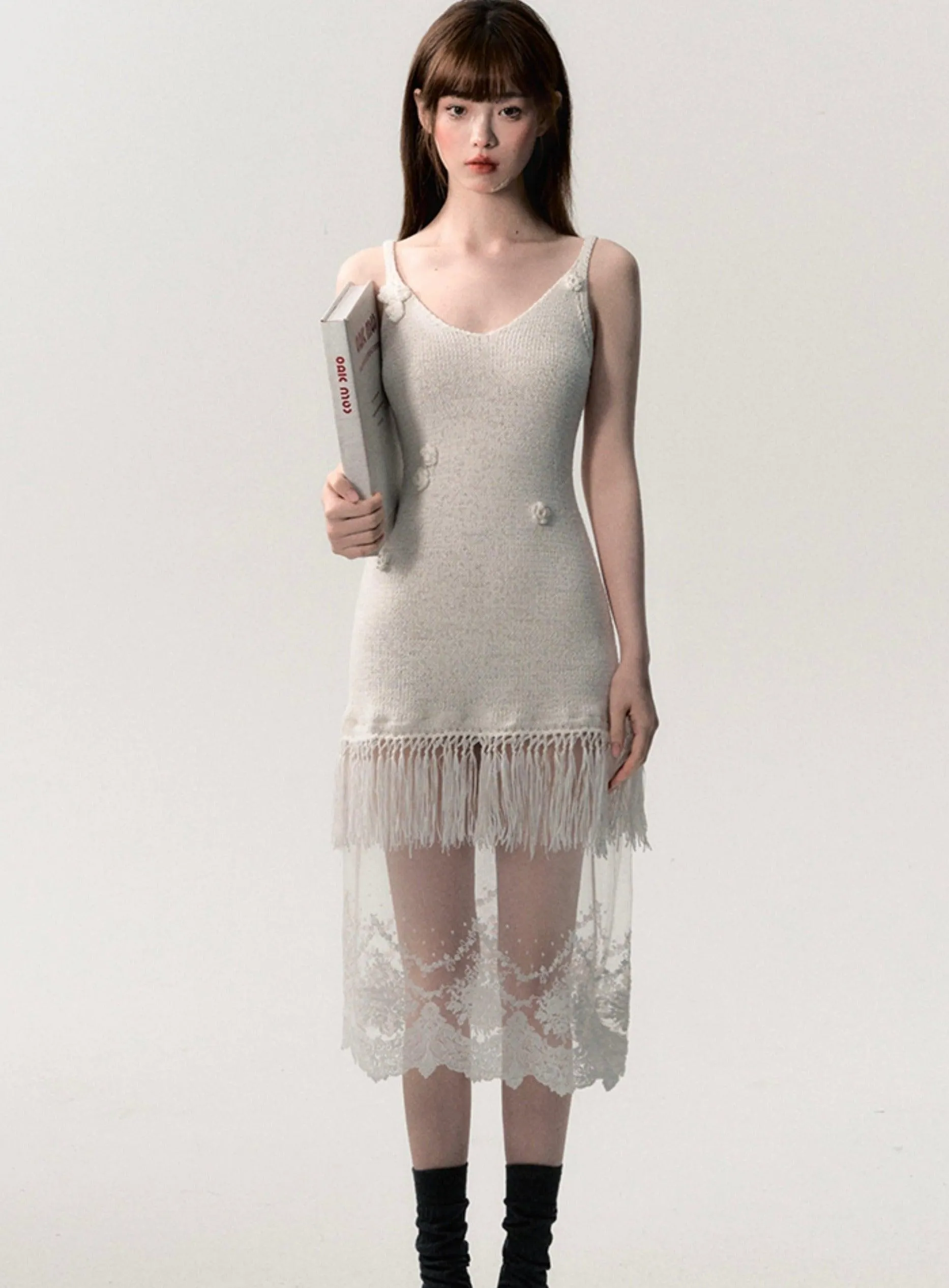 Bohemian Fringe Lace Slip Dress