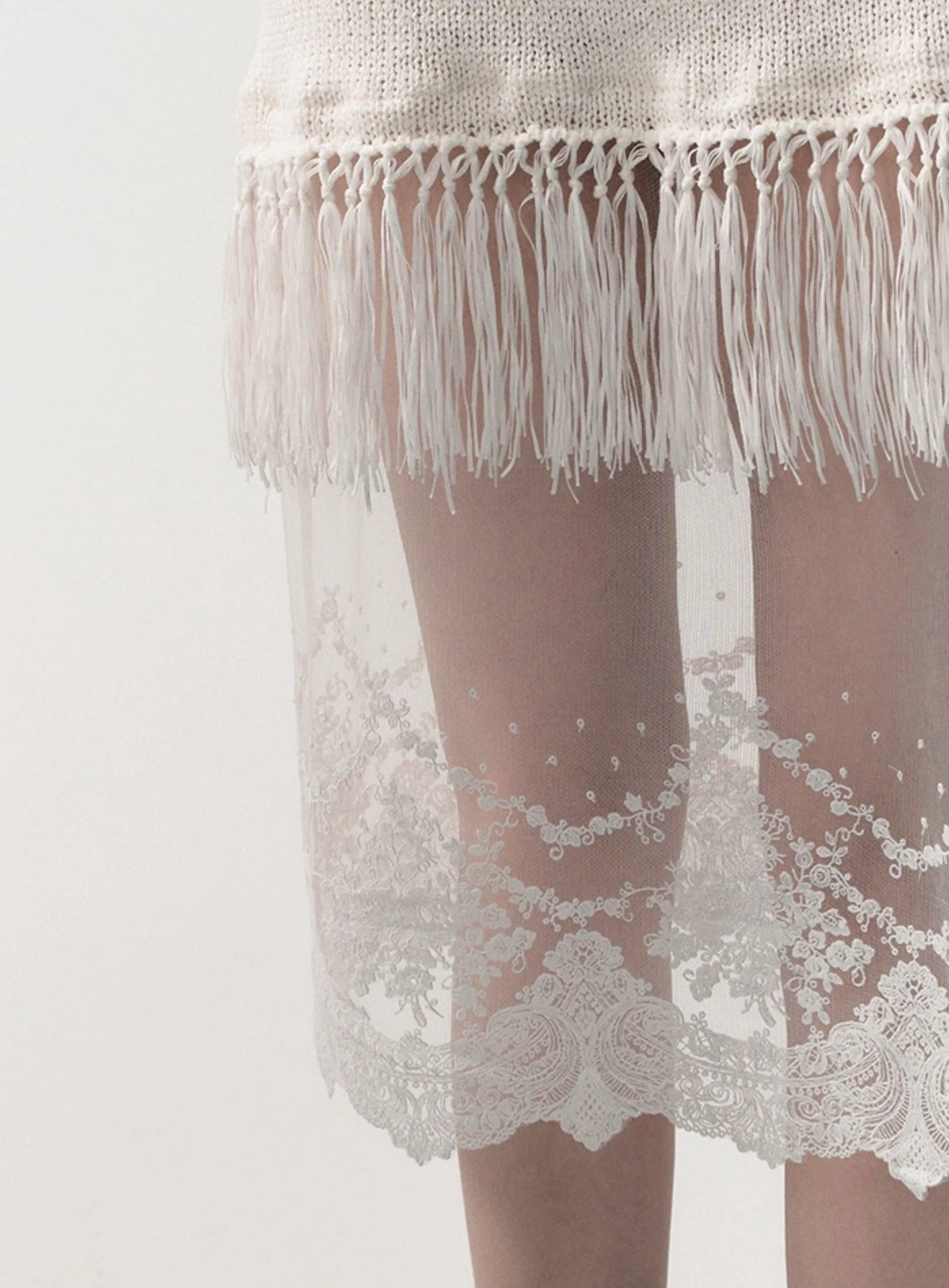Bohemian Fringe Lace Slip Dress