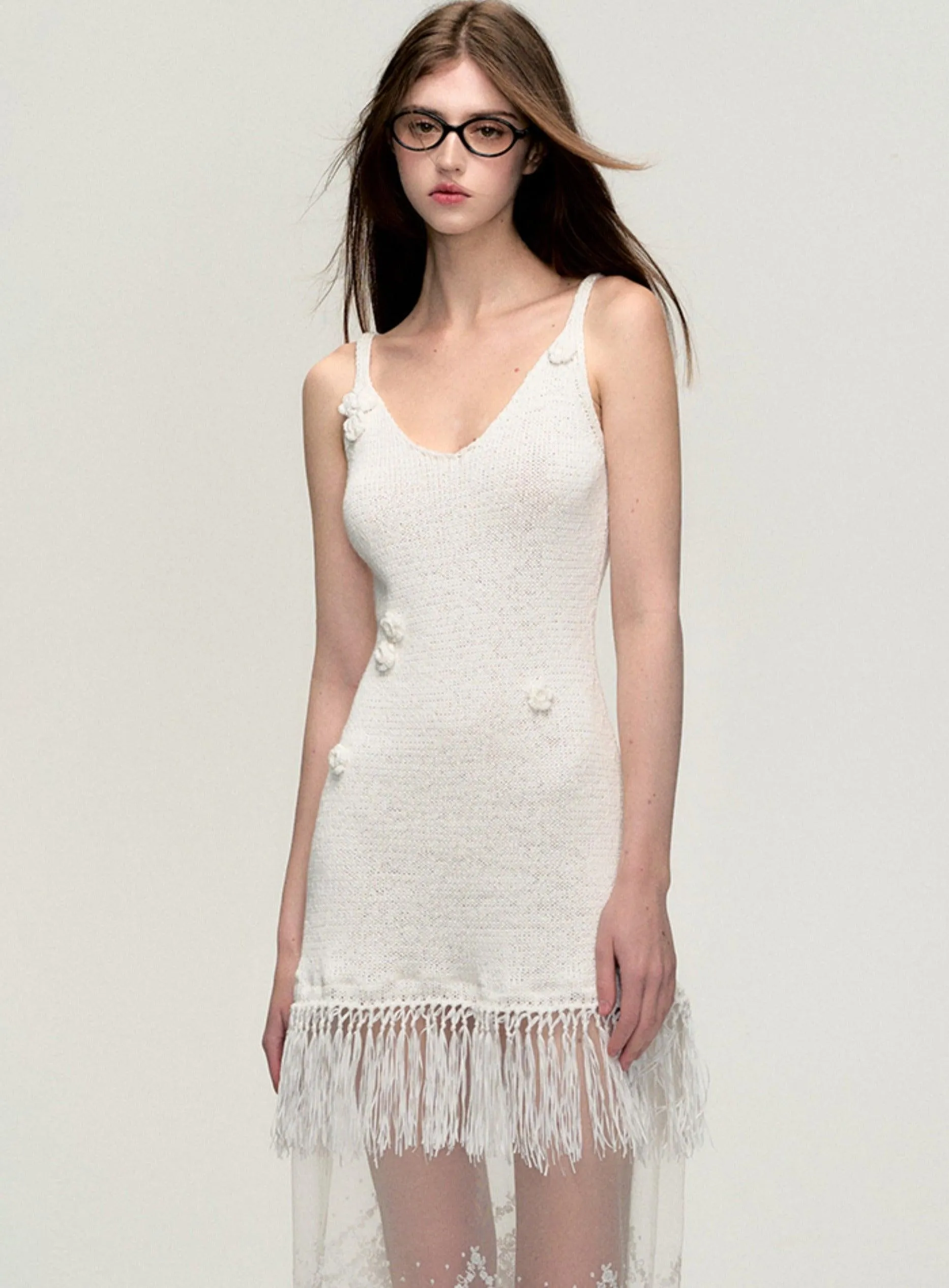 Bohemian Fringe Lace Slip Dress