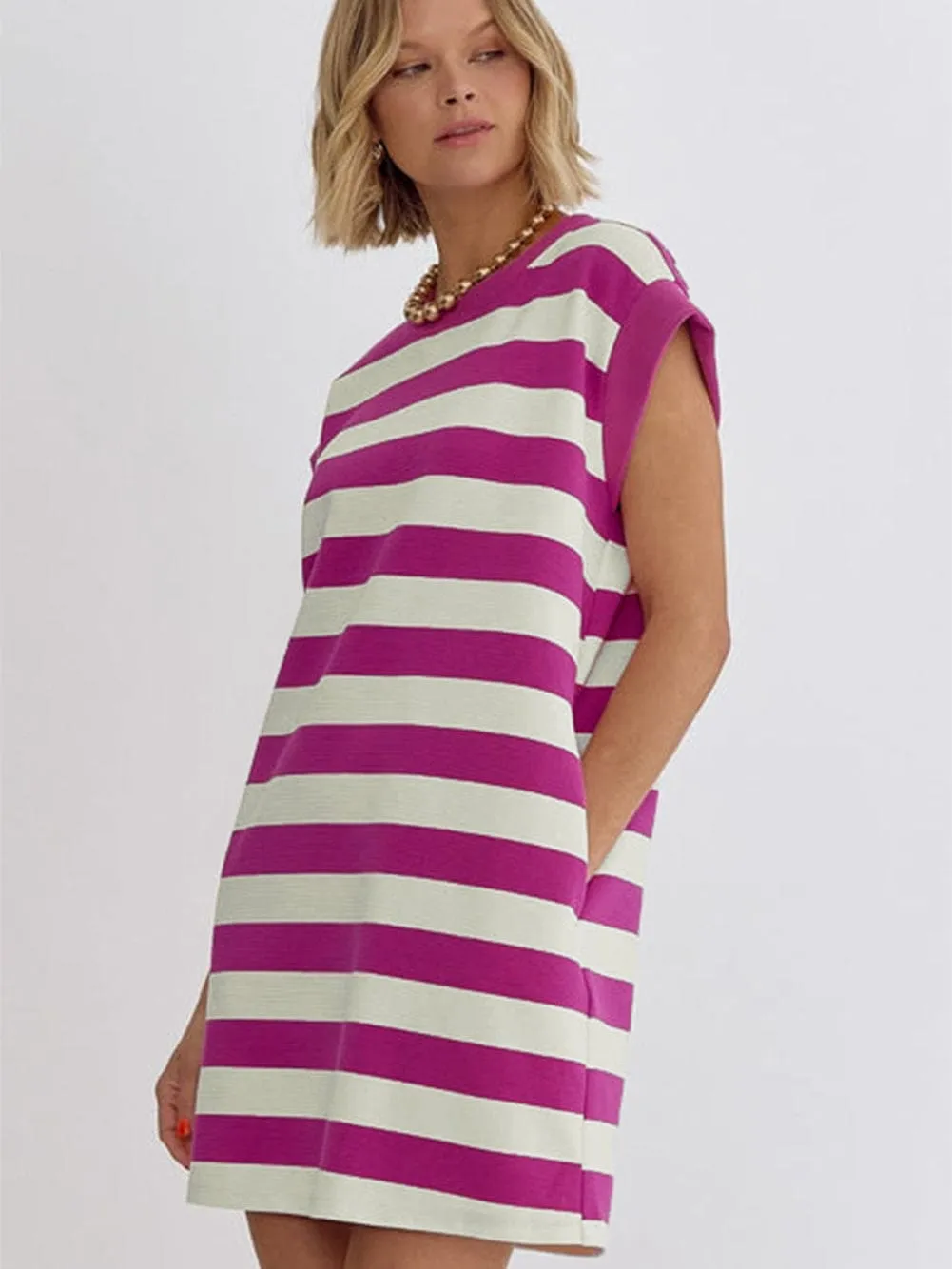 Boho Striped T-Shirt Dress