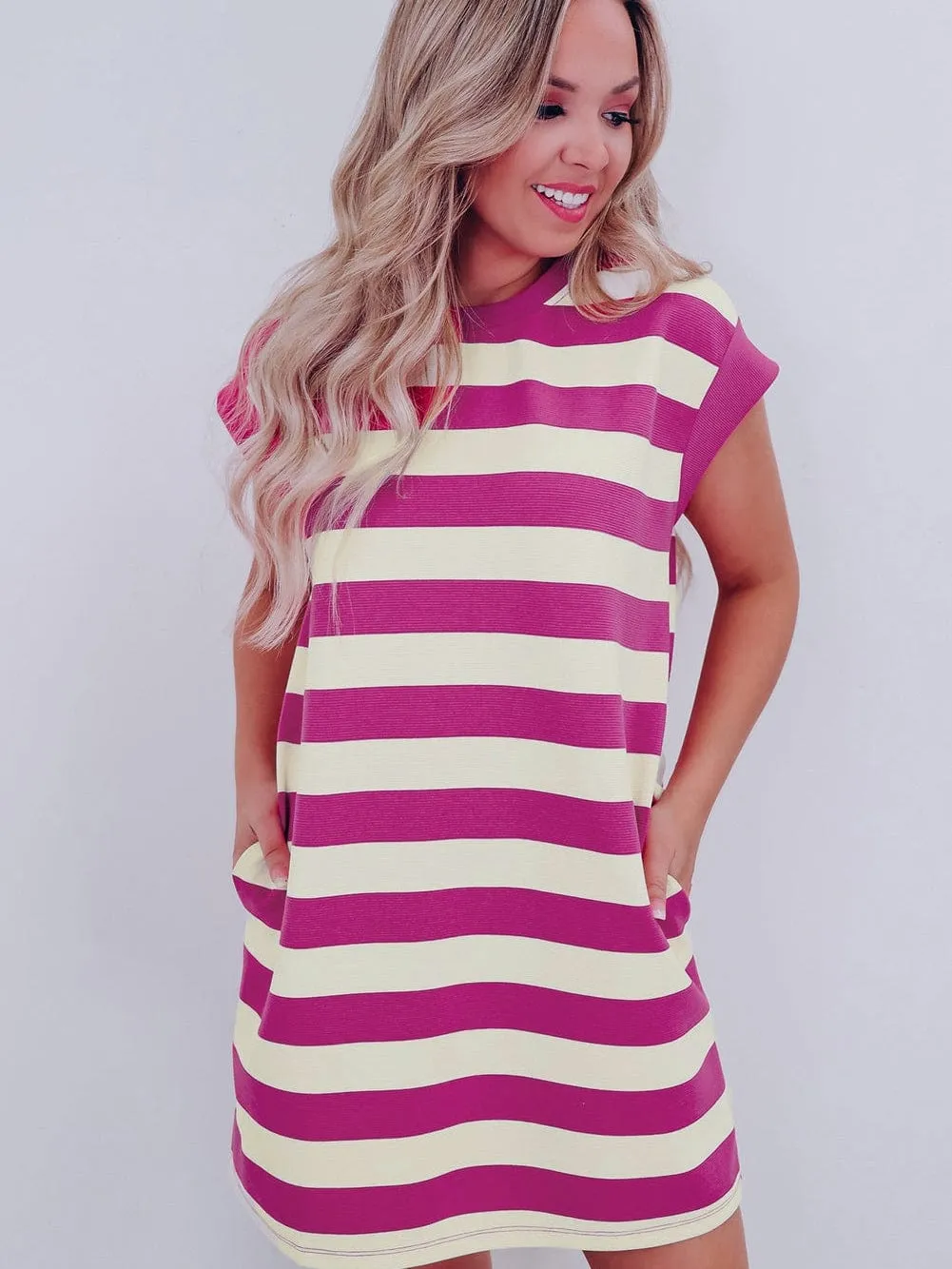 Boho Striped T-Shirt Dress
