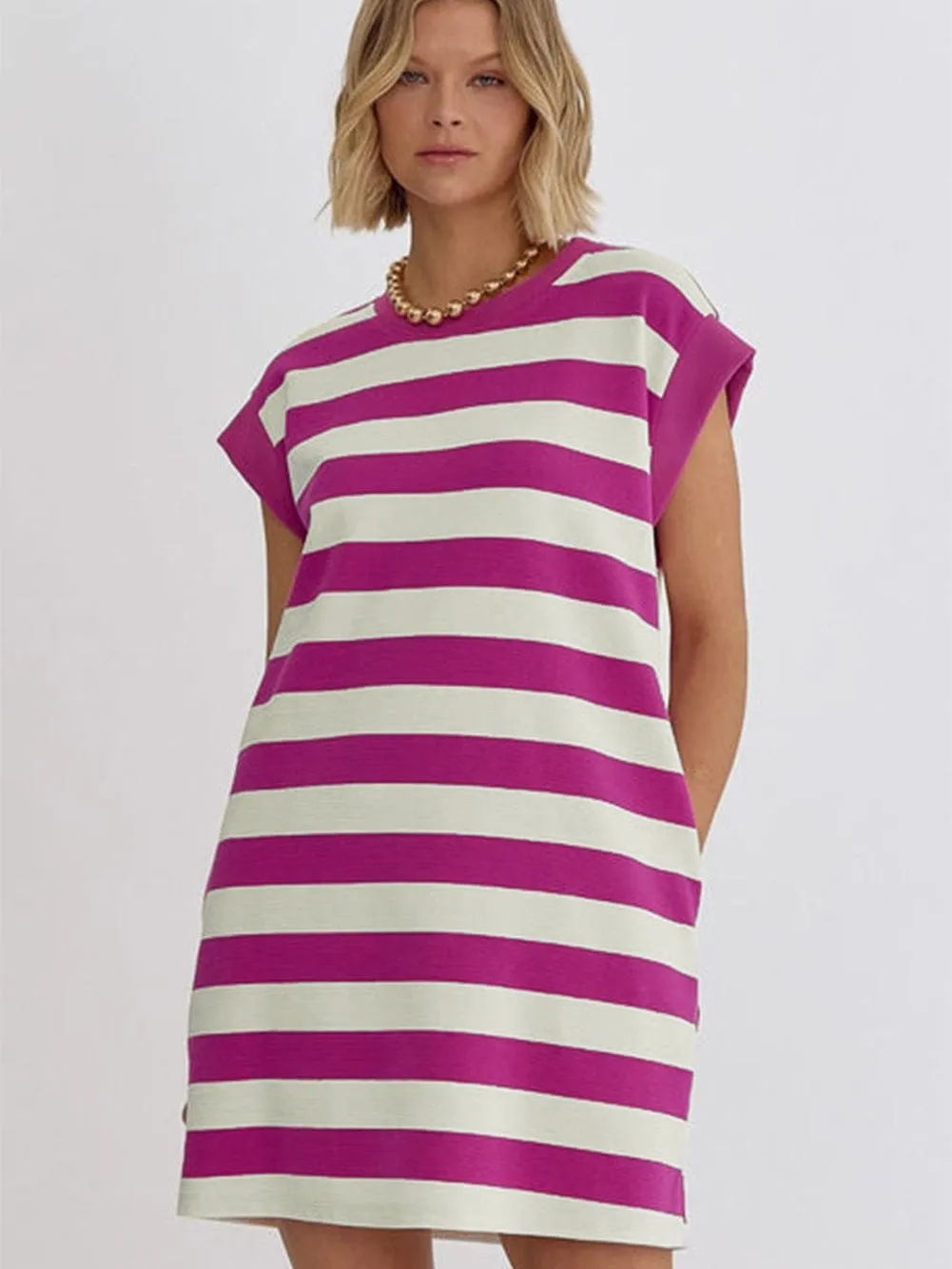 Boho Striped T-Shirt Dress
