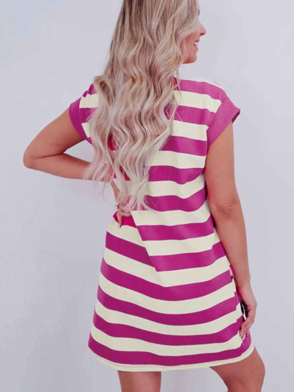 Boho Striped T-Shirt Dress