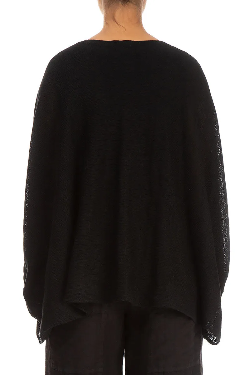 Boxy Black Linen Cardigan