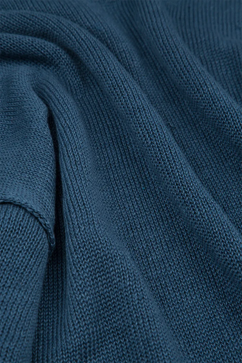 Boxy Blue Linen Cardigan