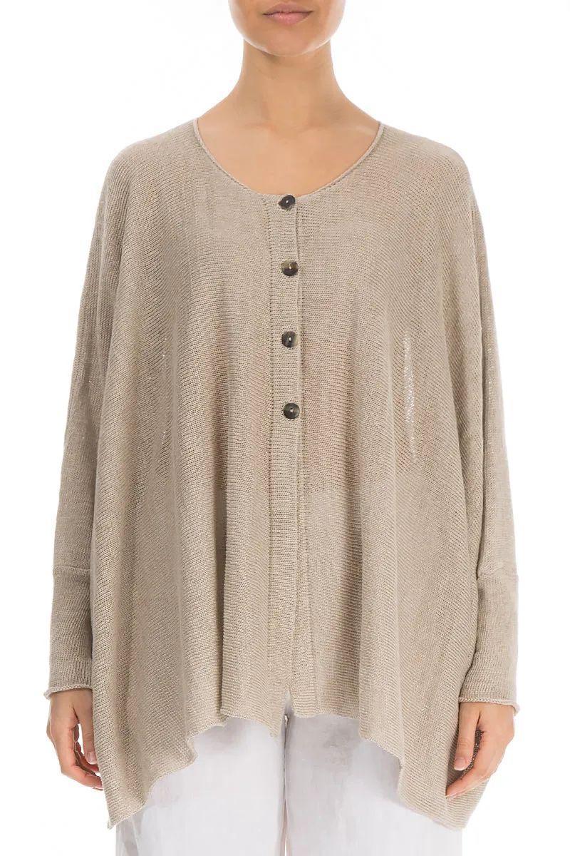 Boxy Natural Linen Cardigan