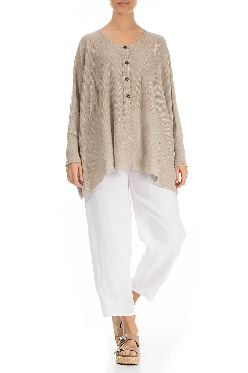 Boxy Natural Linen Cardigan