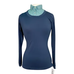 Callidae 'The Practice' Long Sleeve Shirt in Navy/Evergreen Hash - Women's Small