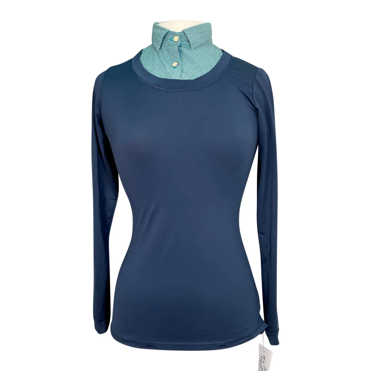 Callidae 'The Practice' Long Sleeve Shirt in Navy/Evergreen Hash - Women's Small