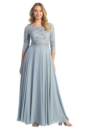 Cindy Collection 1608 3/4 Sleeve Lace A Line Dress