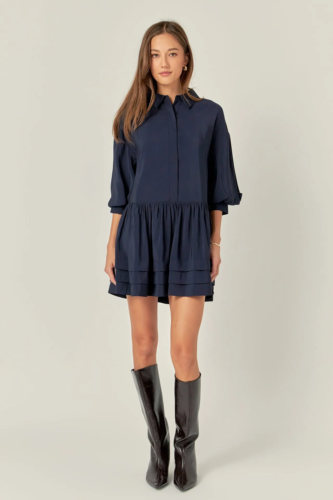 Collared Drop Waist Dress