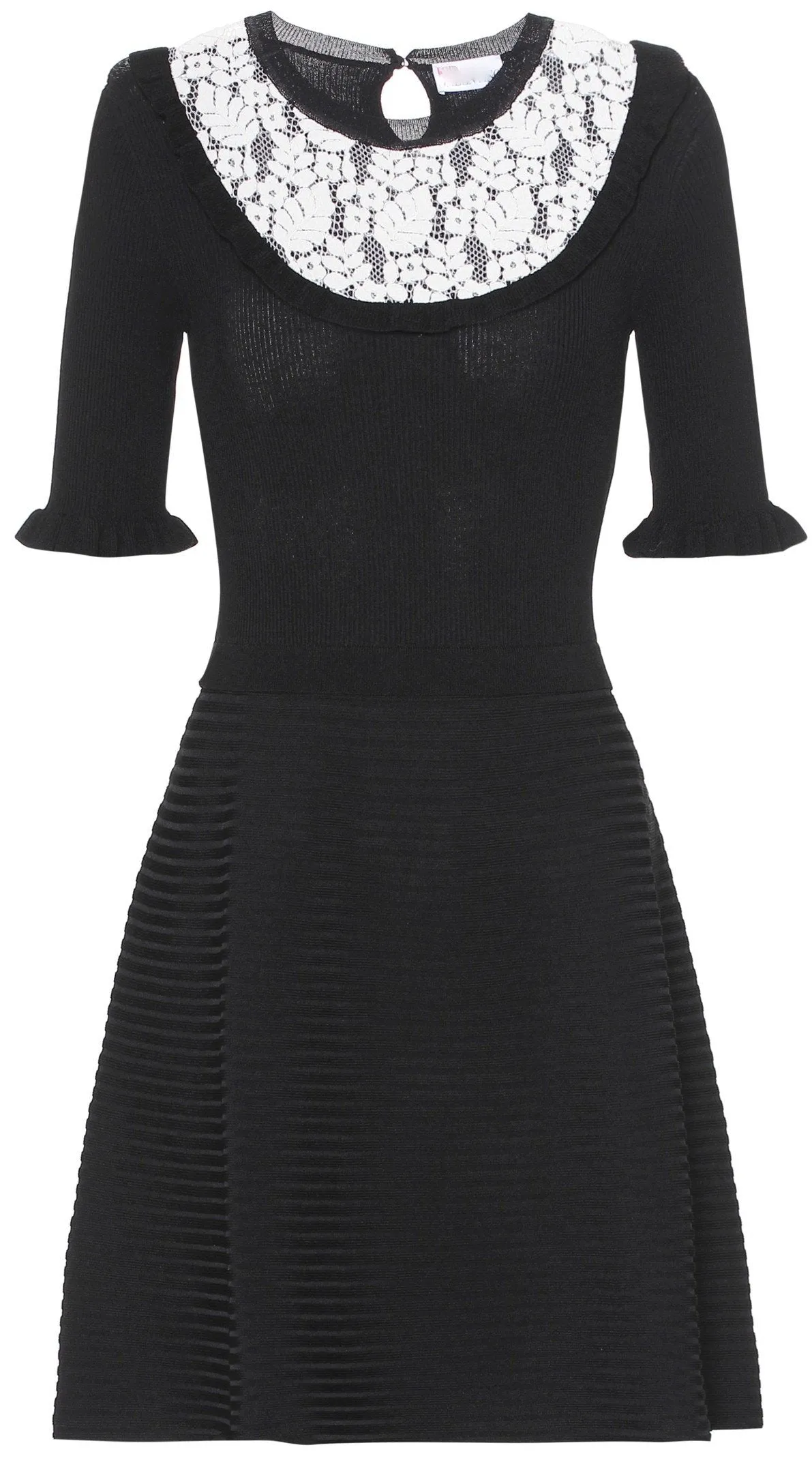 Contrast Lace-Trimmed Dress