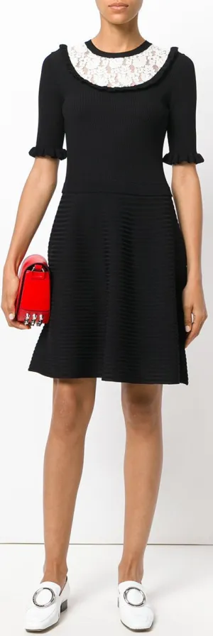 Contrast Lace-Trimmed Dress