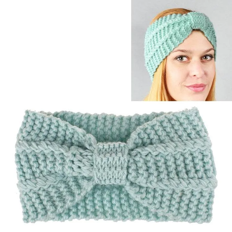 Cozy Crochet Bow Knitted Turban Headband for Women - Wide Stretch Woolen Hair Wrap