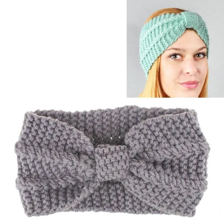 Cozy Crochet Bow Knitted Turban Headband for Women - Wide Stretch Woolen Hair Wrap
