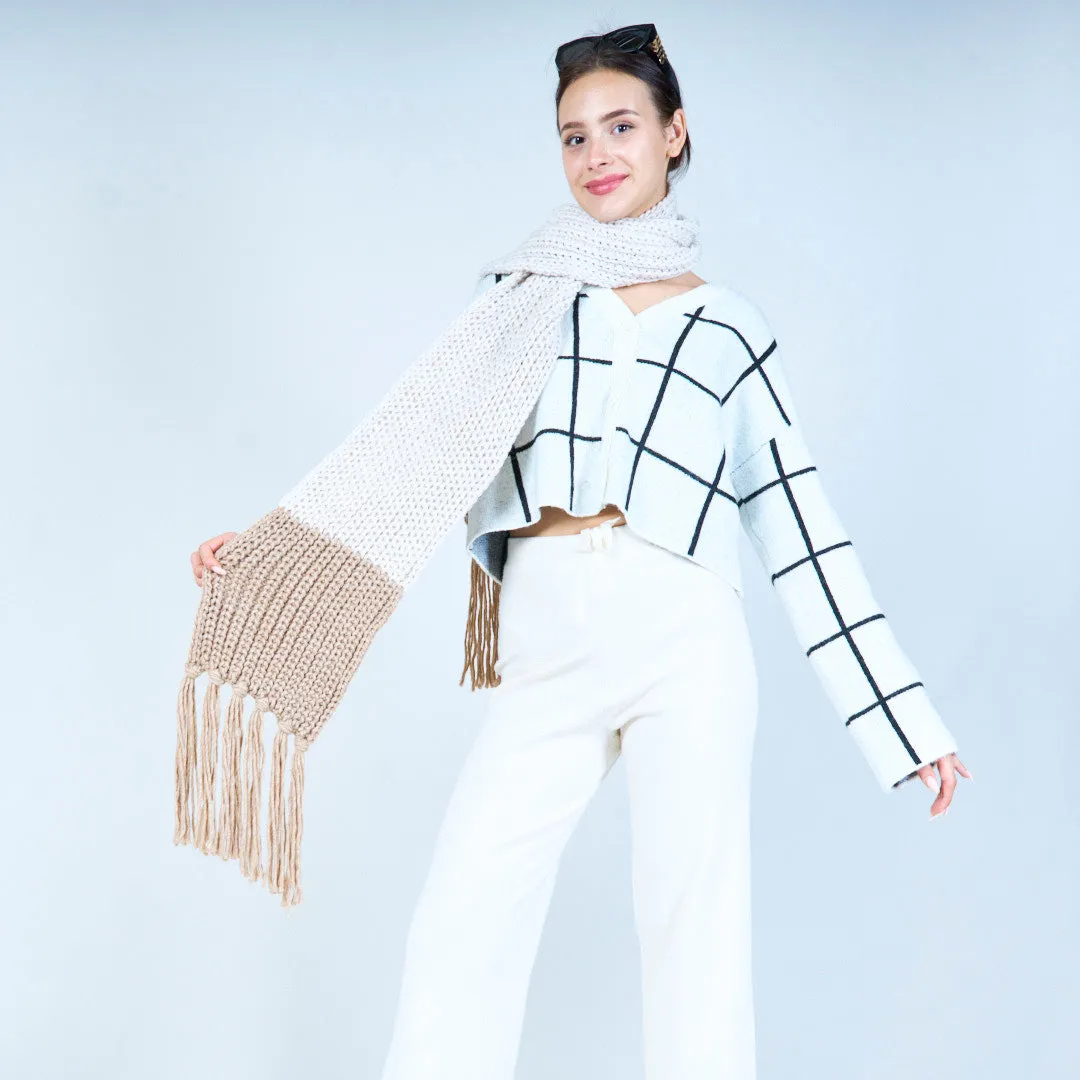 Cozy knitted scarf with fringe wholesale