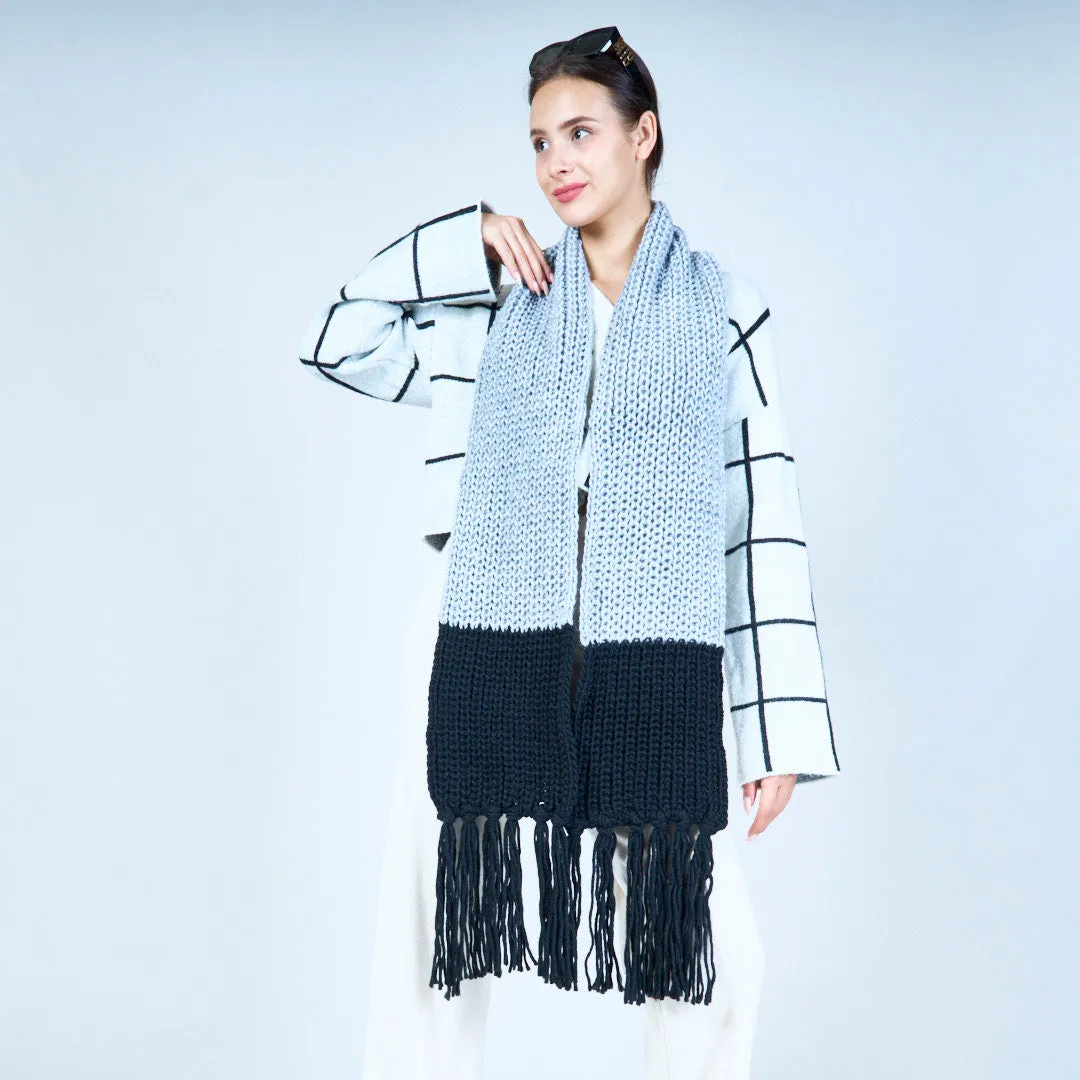 Cozy knitted scarf with fringe wholesale