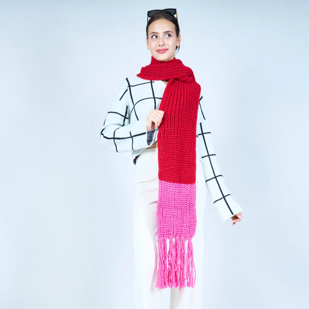 Cozy knitted scarf with fringe wholesale