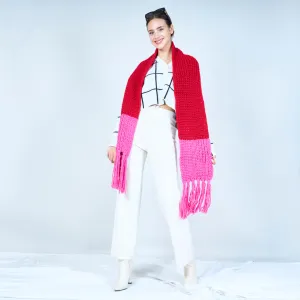Cozy knitted scarf with fringe wholesale