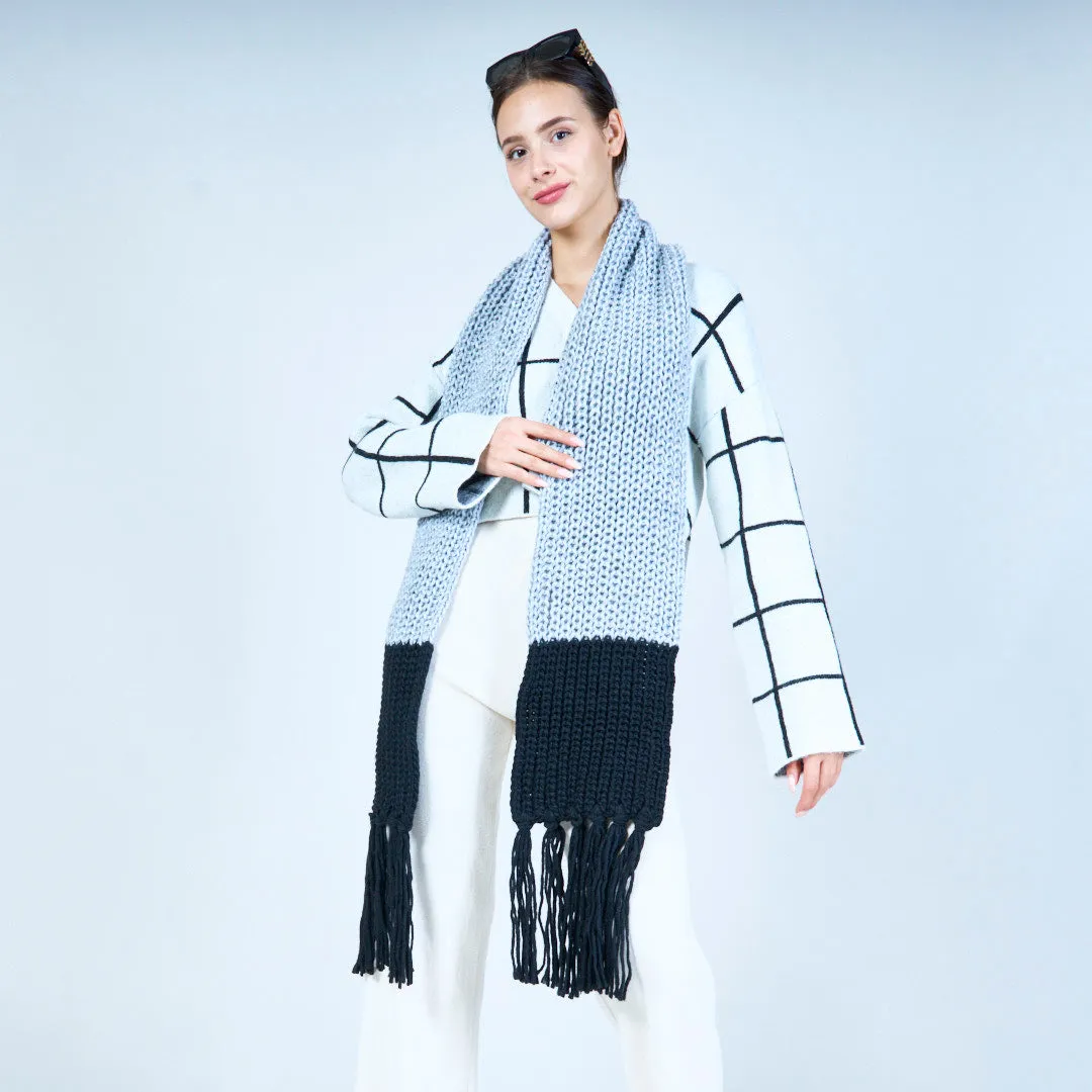 Cozy knitted scarf with fringe wholesale