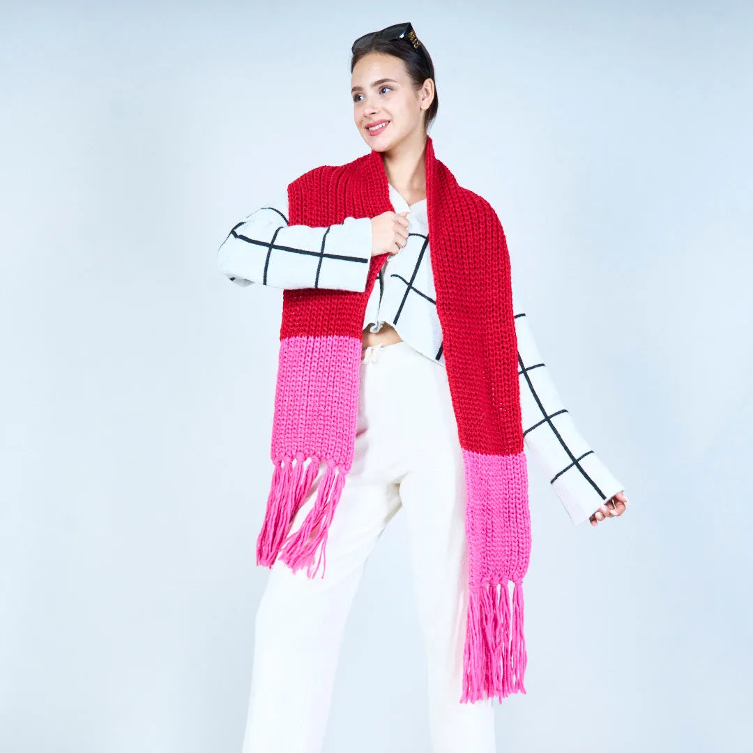 Cozy knitted scarf with fringe wholesale