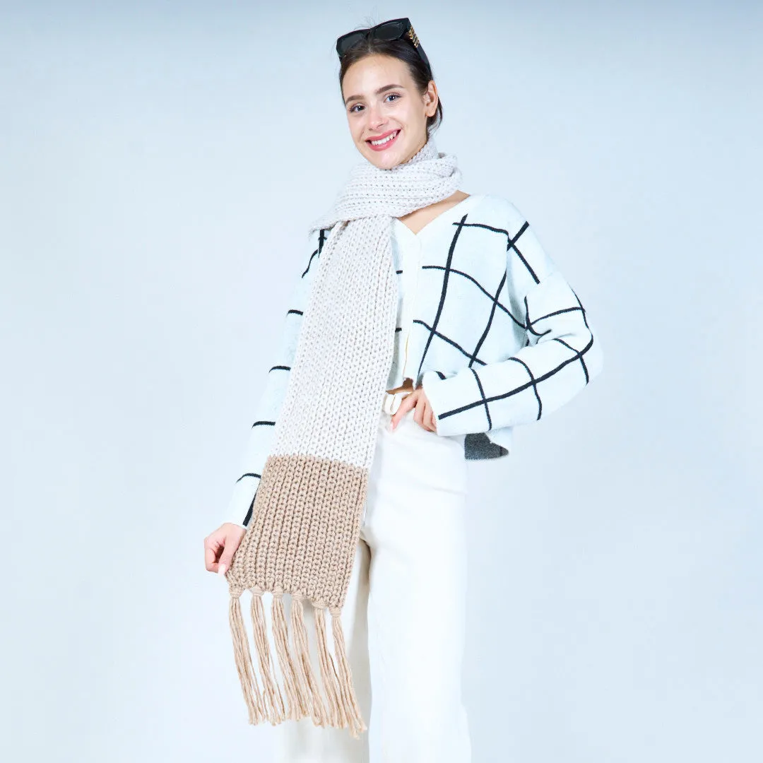 Cozy knitted scarf with fringe wholesale