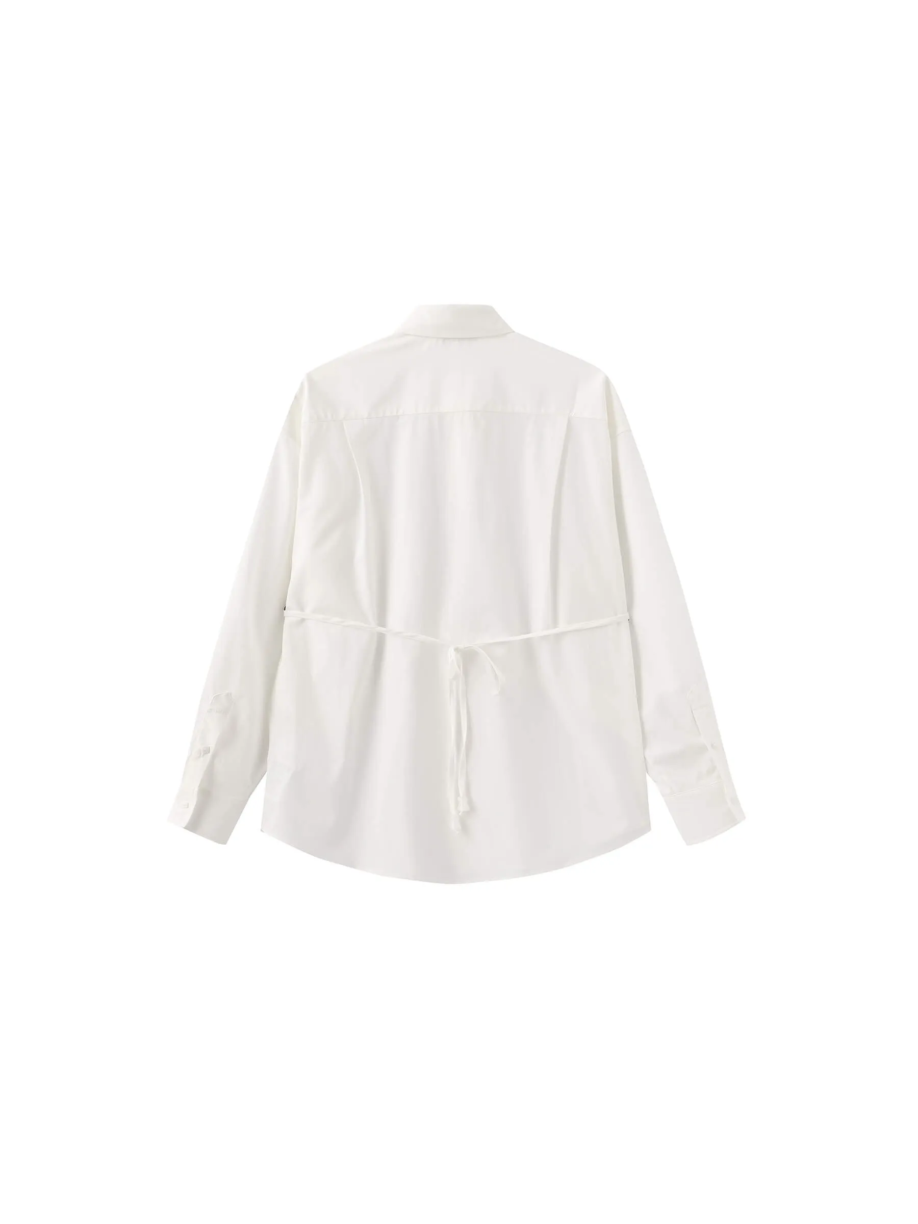 Drop Shoulder Oversized Shirt with Waist Tie