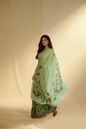 Enchanted Forest - Leopards & Creeper Chiffon Saree
